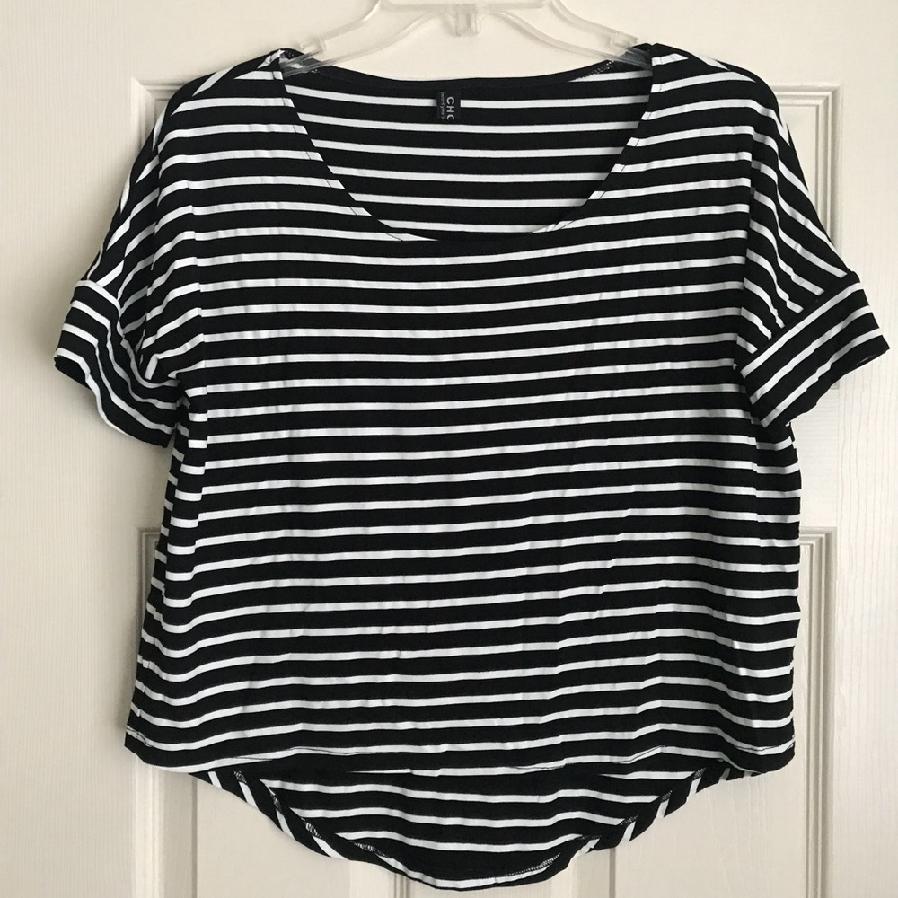 NEW Striped High-Low Crop Top